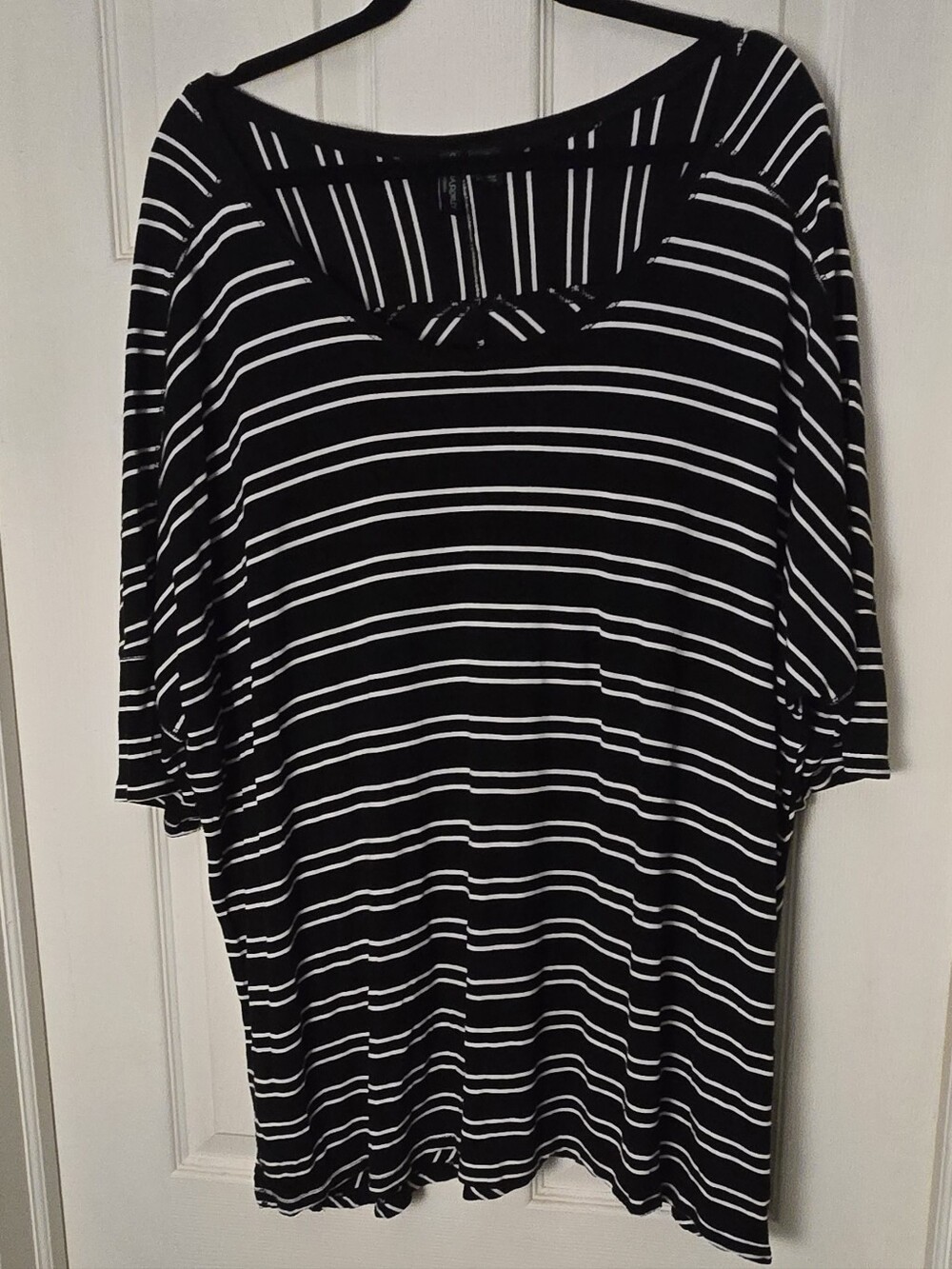 Cynthia Rowley Black & White Striped Scoop Neck Tunic